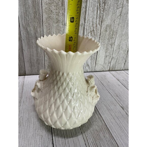 Vtg Belleek Irish Porcelain Thistle Vase 5th Green Mark MCM #0857 See Details - Picture 13 of 13